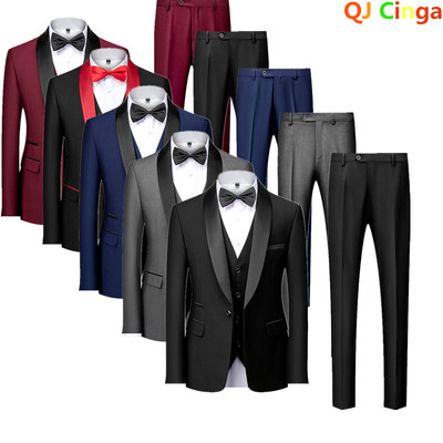 Costum barbatesc negru 3 piese nunta de afaceri Terno Masculino Fashion Slim Fit Costum Homme Albastru Roșu Gri M-4XL 5XL