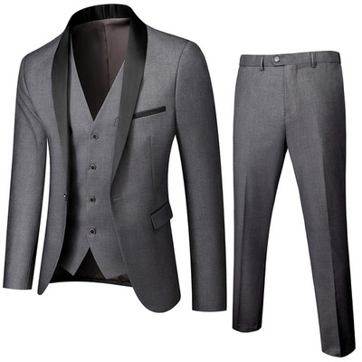 Fekete férfi öltöny 3 részes üzleti esküvői Terno Masculino Fashion Slim Fit jelmez Homme kék piros szürke M-4XL 5XL