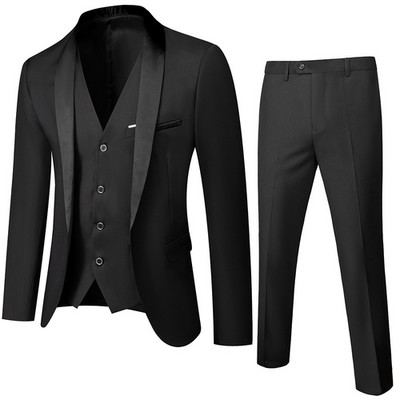 Fekete férfi öltöny 3 részes üzleti esküvői Terno Masculino Fashion Slim Fit jelmez Homme kék piros szürke M-4XL 5XL