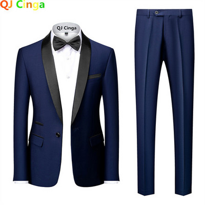 Fekete férfi öltöny 3 részes üzleti esküvői Terno Masculino Fashion Slim Fit jelmez Homme kék piros szürke M-4XL 5XL