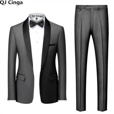 Fekete férfi öltöny 3 részes üzleti esküvői Terno Masculino Fashion Slim Fit jelmez Homme kék piros szürke M-4XL 5XL