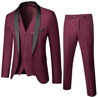 Fekete férfi öltöny 3 részes üzleti esküvői Terno Masculino Fashion Slim Fit jelmez Homme kék piros szürke M-4XL 5XL
