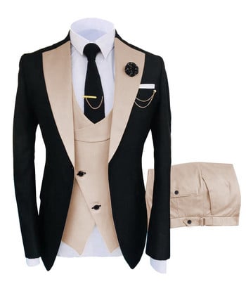 Нов костюм Homme Popular Clothing Луксозно парти сценичен мъжки костюм Groomsmen Regular Fit Tuxedo 3 Peice Set Jacket+Phousers+Jest