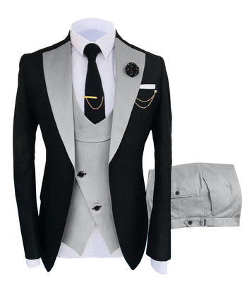 Нов костюм Homme Popular Clothing Луксозно парти сценичен мъжки костюм Groomsmen Regular Fit Tuxedo 3 Peice Set Jacket+Phousers+Jest