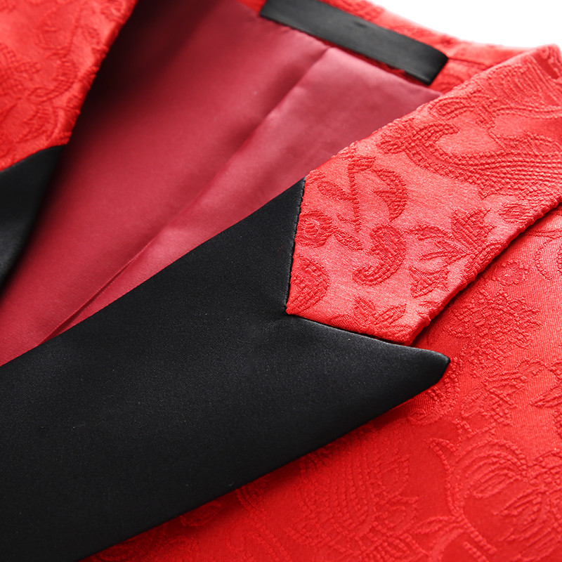 Costum roșu pentru bărbați, 3 piese, smoking, rochie de nuntă, haină, pantaloni, vestă, de înaltă calitate, Terno Masculino S-6XL