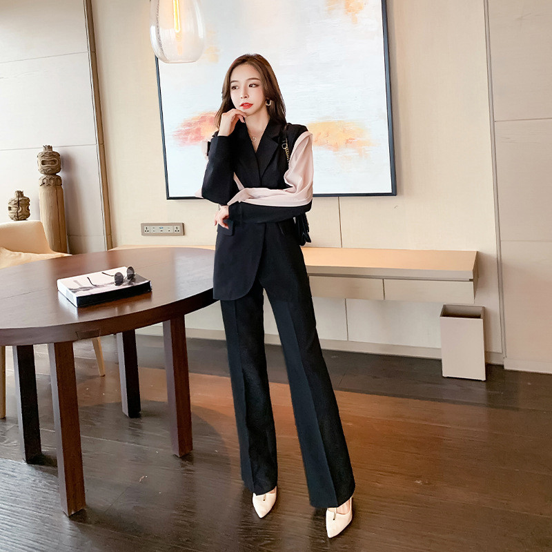 nou sosire, costume confortabile cu pantaloni în stil de lucru, patchwork, blazer subțire și pantaloni lungi, temperamentală, doamnă de birou, costume elegante de pantaloni