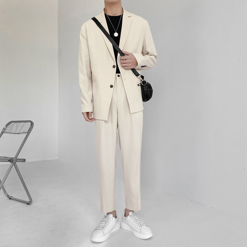 IEFB Costum pentru bărbați Set două piese Simplu, ușor, matur, cu mânecă lungă, haină + pantaloni de costum, verde, de înaltă calitate, nou 2023 9Y8066