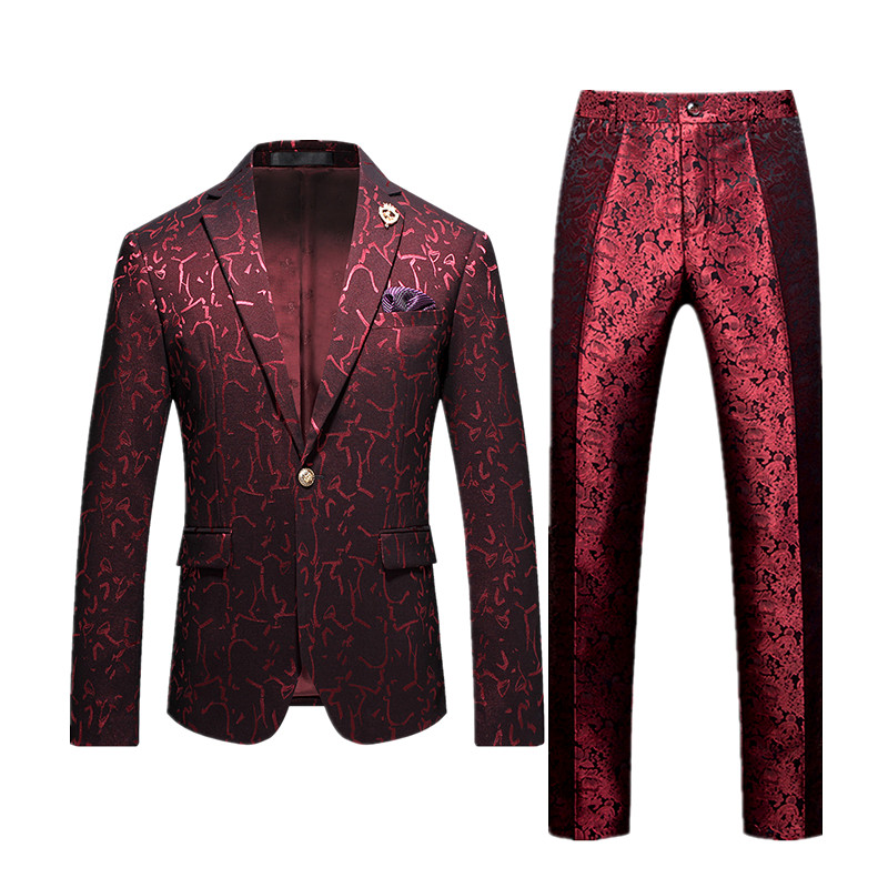 Set de blaze pentru bărbați de afaceri de nuntă (jachetă + pantaloni) stilați bărbați subțiri 2 piese palton cu pantaloni roșu verde costum masculin S-3XL