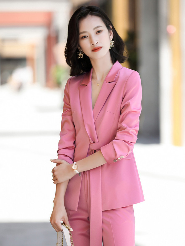 Țesătură de înaltă calitate, stiluri formale OL, costume de afaceri pentru femei, costume cu pantaloni pentru femei, set de blaze profesionale cu mânecă lungă, toamnă, iarnă