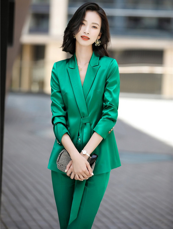 Țesătură de înaltă calitate, stiluri formale OL, costume de afaceri pentru femei, costume cu pantaloni pentru femei, set de blaze profesionale cu mânecă lungă, toamnă, iarnă