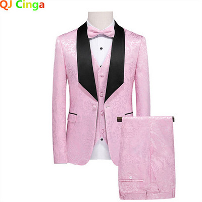 Raudonas vyriškas kostiumas 3 dalių smokingas, aukštos kokybės paltas ir kelnės, liemenė didelio dydžio Terno Masculino balta juoda karališka mėlyna S-5XL 6XL