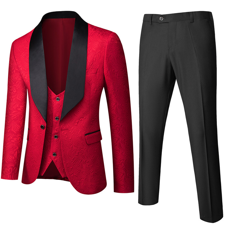 Costum bărbătesc albastru regal 3 piese (jachetă + vestă pantaloni) Set rochie pentru nuntă La modă Slim Terno Masculino Alb Roșu S-5XL