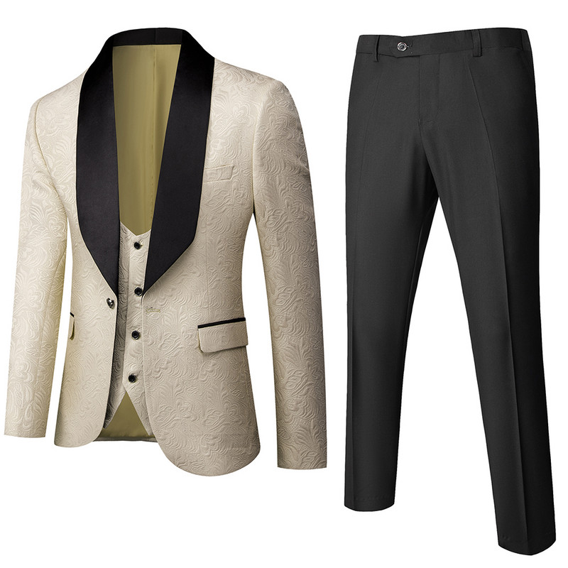 Costum bărbătesc albastru regal 3 piese (jachetă + vestă pantaloni) Set rochie pentru nuntă La modă Slim Terno Masculino Alb Roșu S-5XL