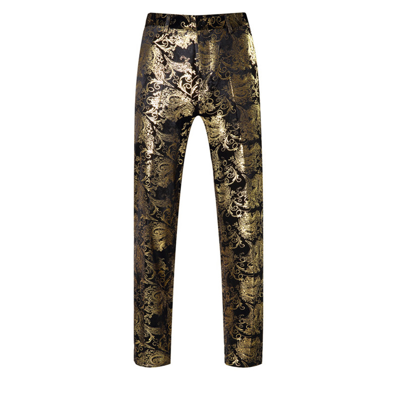 Bărbați auriu imprimeu 2 piese (jachetă+pantaloni) Nuntă/Petrecere Terno Masculino Argintiu Roșu Albastru Primăvară și Toamnă Costum Nou Homme S-5xl