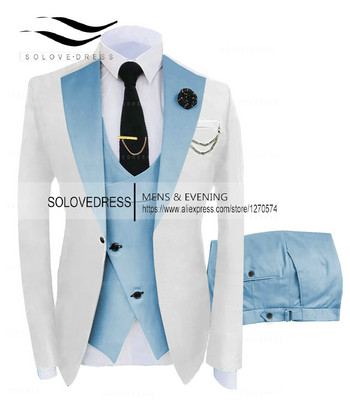 (Сако + жилетка + панталон) Костюми за мъже 2023 Ежедневни бизнес костюми от висок клас Социален официален костюм Комплект от 3 бр. Младоженец Сватбени мъже