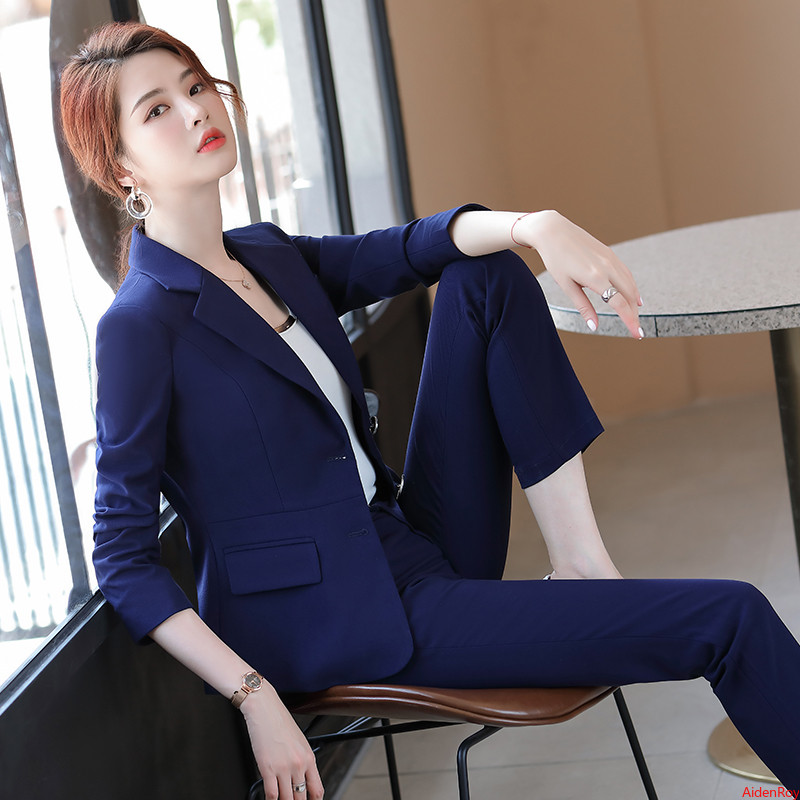 Verde caramelă, elegante, formale, cu pantaloni, pentru costum de pantaloni, pentru femei, serviciu de birou, 2 piese, set de blazer cu pantaloni, costum de jachetă, toamnă iarnă