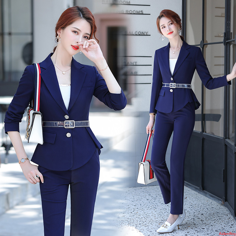 Verde caramelă, elegante, formale, cu pantaloni, pentru costum de pantaloni, pentru femei, serviciu de birou, 2 piese, set de blazer cu pantaloni, costum de jachetă, toamnă iarnă