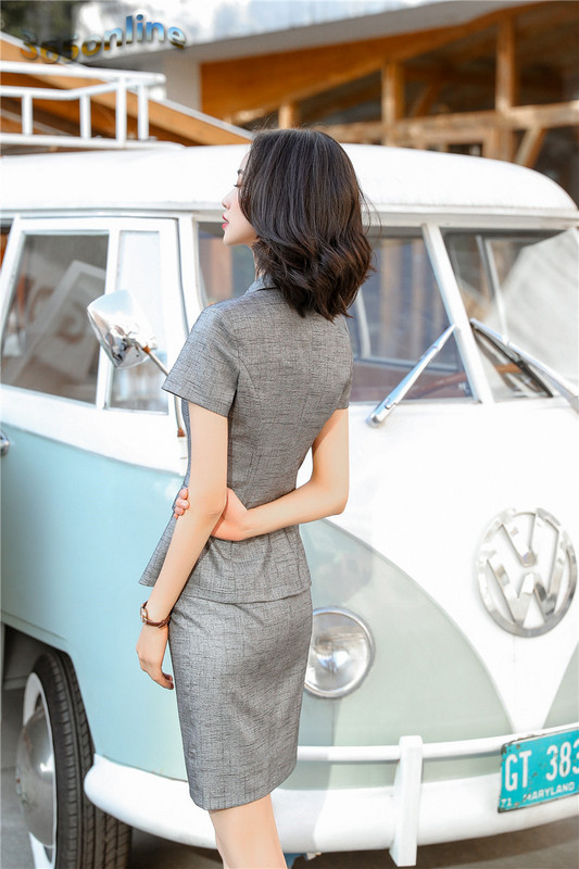 Costume de afaceri formale cu mâneci scurte de vară 2020 cu pantaloni și jachete haine pentru femei Blazere profesionale țesătură de înaltă calitate