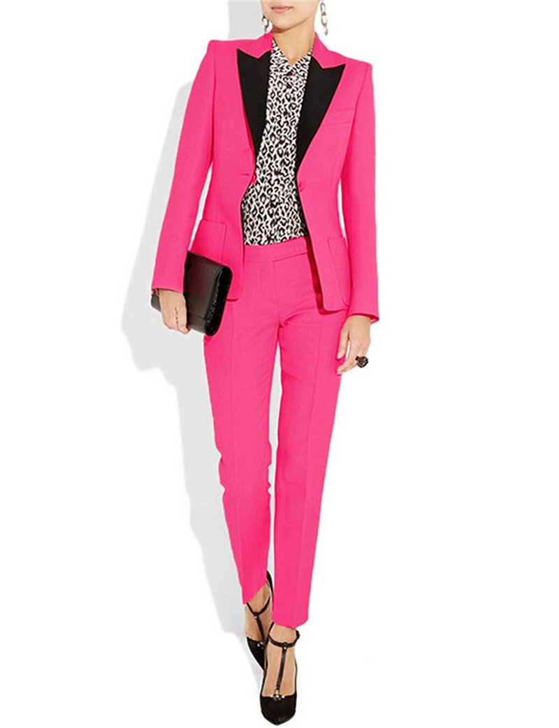 Costum de damă, elegant, cu guler cu vârf, toamnă, 2 bucăți, set de blazer cu pantalon lung, pentru birou, pentru femei, costum smoking