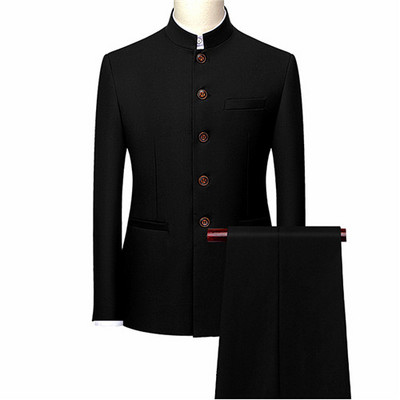 2022 Fashion Férfi Retro Party 2 részes szett Blézer nadrág Luxus hímzés Férfi Tang öltöny kabát nadrág Nagy méretű M-6XL 2 db