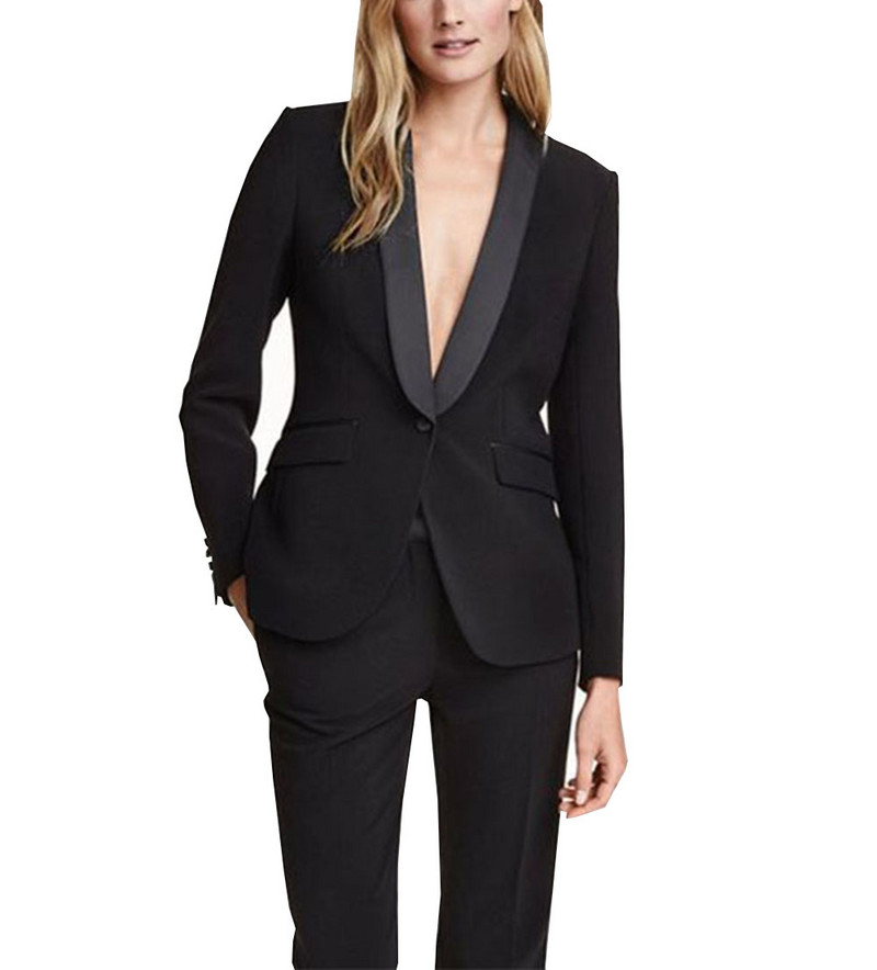 Costume pentru femei de toamnă iarnă Seturi de birou 2 piese costume slim cu pantaloni pentru femei (blazer + pantalon)