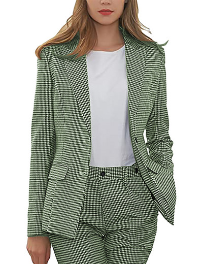 Női üzleti 2 részes ruha Tweed gyapjú houndstooth női alkalmi divat öltöny