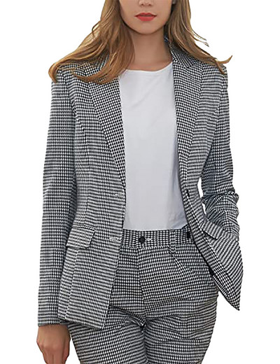 Női üzleti 2 részes ruha Tweed gyapjú houndstooth női alkalmi divat öltöny