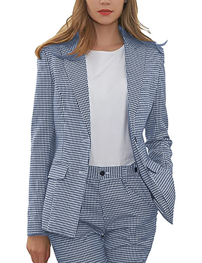 Női üzleti 2 részes ruha Tweed gyapjú houndstooth női alkalmi divat öltöny