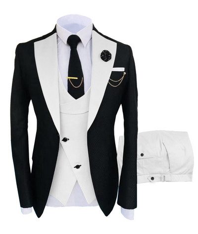 New Costume Homme Popular Clothing Luxus Party Stage Férfi öltöny Vőlegények Normál Fit Szmoking 3 darabos szett kabát + nadrág + mellény