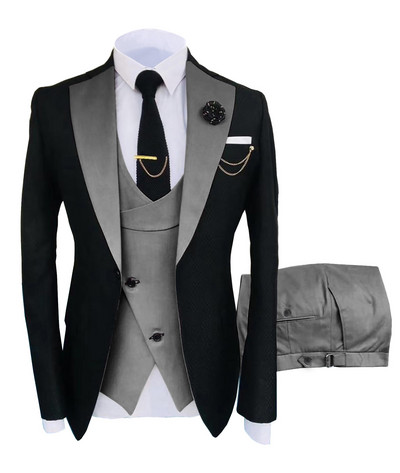 New Costume Homme Popular Clothing Luxus Party Stage Férfi öltöny Vőlegények Normál Fit Szmoking 3 darabos szett kabát + nadrág + mellény