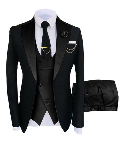 New Costume Homme Popular Clothing Luxus Party Stage Férfi öltöny Vőlegények Normál Fit Szmoking 3 darabos szett kabát + nadrág + mellény
