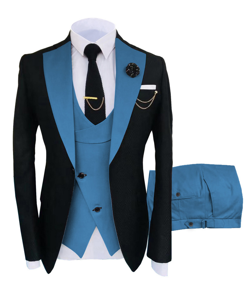 Costumul nou Homme Îmbrăcăminte populară Costum pentru bărbați Scenă de petrecere de lux Costum pentru bărbați Tuxedo Regular Fit 3 bucăți Set jachetă+pantaloni+vestă