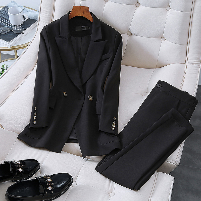 Primăvară Toamnă Blazere noi și pantaloni creion elastic cu talie înaltă Costume femei largi casual birou seturi de modă pentru femei