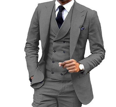 Férfi öltönyök 3 részes zöld gyapjú tweed halszálkás üzleti retro klasszikus mintás szmokingok esküvői blézer nadrág mellény