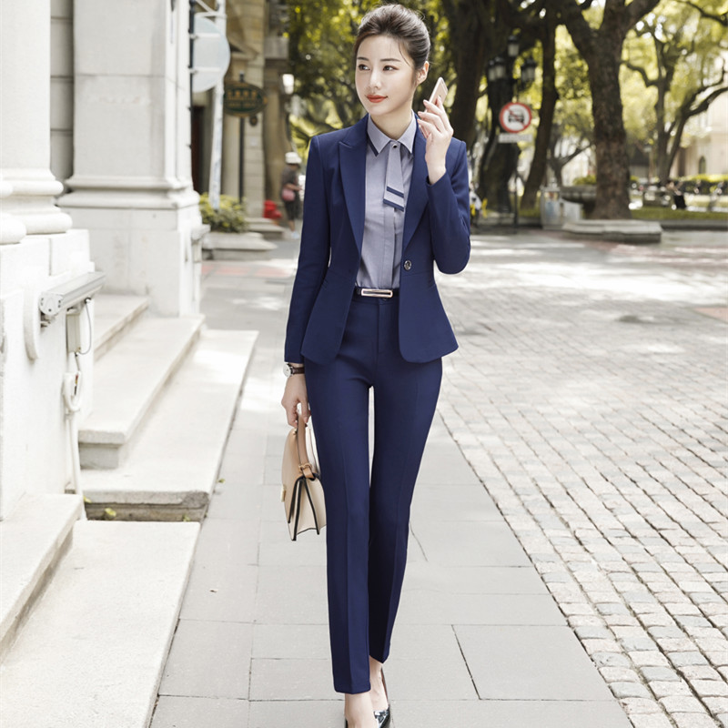 IZICFLY stil nou toamnă primăvară afaceri doamne uniforme costume pantaloni pentru femei seturi de blaze de birou 2 piese cu pantaloni