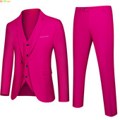 Tavaszi új karcsú férfi öltöny 3 részes szett (kabát + nadrág + mellény) Esküvői / Party / Irodai férfi blézerkabát + nadrág M-4XL 5XL