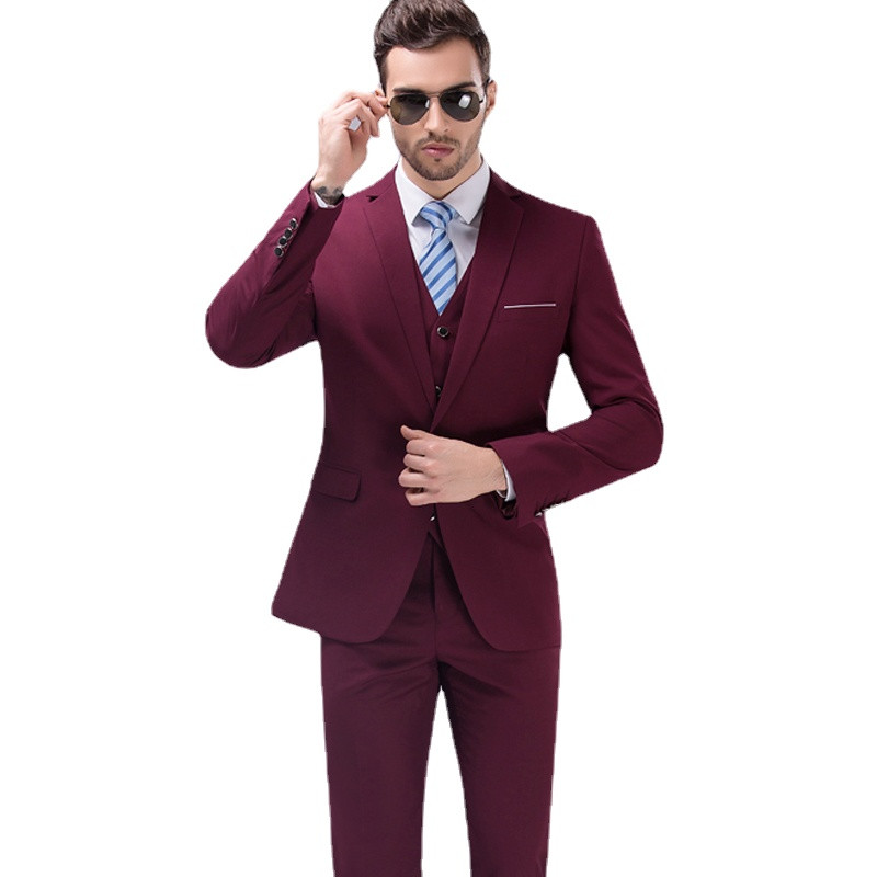 Primăvară Nou Costum Slim pentru bărbați Set 3 piese (Jachetă + Pantaloni + Vestă) Nuntă / Petrecere / Birou Bărbați Blazer Mantoane + Pantaloni M-4XL 5XL