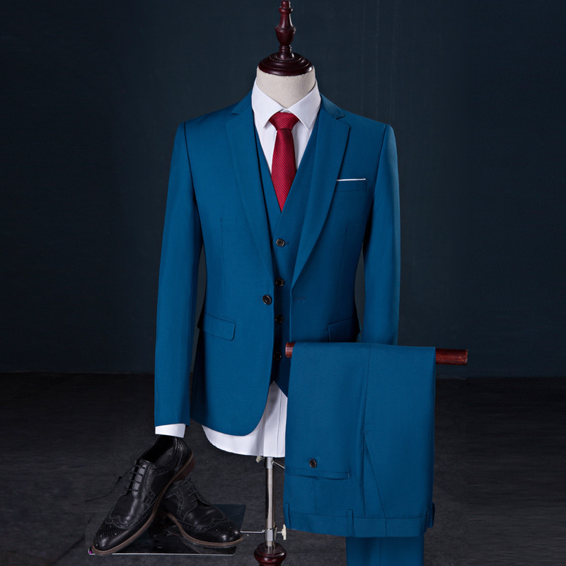 Primăvară Nou Costum Slim pentru bărbați Set 3 piese (Jachetă + Pantaloni + Vestă) Nuntă / Petrecere / Birou Bărbați Blazer Mantoane + Pantaloni M-4XL 5XL