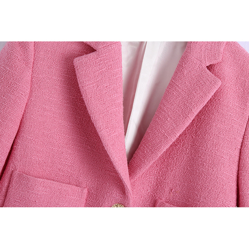 FELIN pentru femei, noua moda de vara 2021 Za roz, cu decolteu in V, sacou scurt, sacou, fusta casual, set de femei, textura vintage, set 2 piese