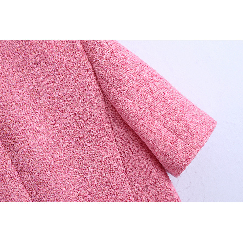 FELIN pentru femei, noua moda de vara 2021 Za roz, cu decolteu in V, sacou scurt, sacou, fusta casual, set de femei, textura vintage, set 2 piese