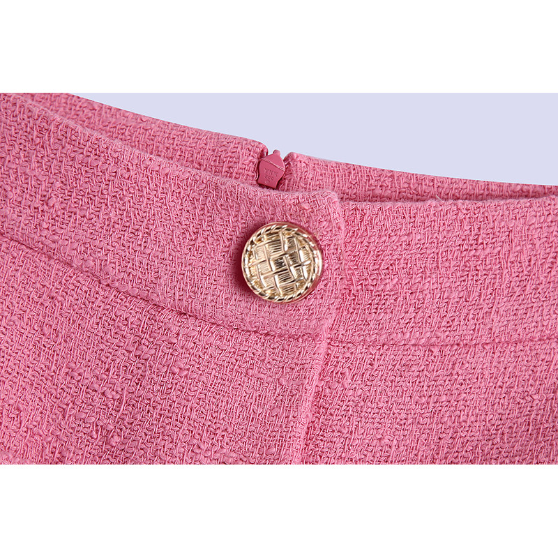 FELIN pentru femei, noua moda de vara 2021 Za roz, cu decolteu in V, sacou scurt, sacou, fusta casual, set de femei, textura vintage, set 2 piese