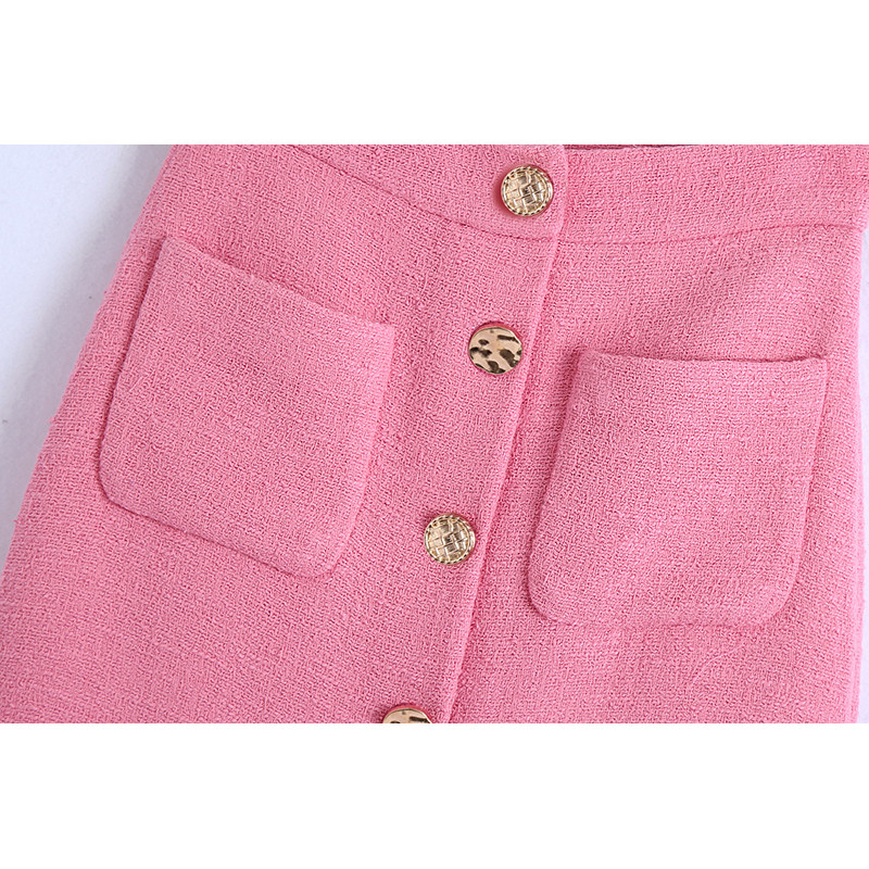 FELIN pentru femei, noua moda de vara 2021 Za roz, cu decolteu in V, sacou scurt, sacou, fusta casual, set de femei, textura vintage, set 2 piese