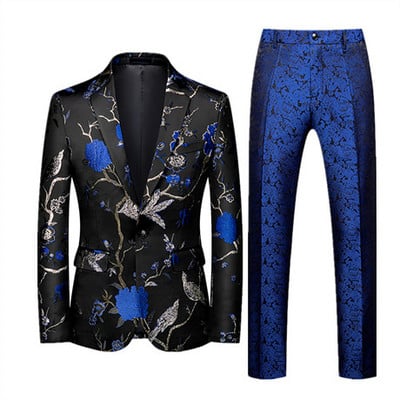 Prabangus vyriškas verslo kostiumas 2 komplektai Stilingas plonas vyriškas formalus paltas ir kelnės Raudona žalia kostiumas Homme Didelis dydis Terno Masculino 6XL