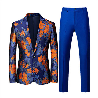 Prabangus vyriškas verslo kostiumas 2 komplektai Stilingas plonas vyriškas formalus paltas ir kelnės Raudona žalia kostiumas Homme Didelis dydis Terno Masculino 6XL