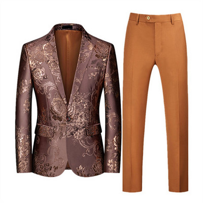 Prabangus vyriškas verslo kostiumas 2 komplektai Stilingas plonas vyriškas formalus paltas ir kelnės Raudona žalia kostiumas Homme Didelis dydis Terno Masculino 6XL