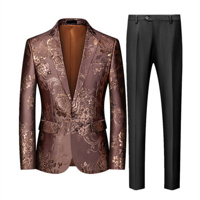 Prabangus vyriškas verslo kostiumas 2 komplektai Stilingas plonas vyriškas formalus paltas ir kelnės Raudona žalia kostiumas Homme Didelis dydis Terno Masculino 6XL