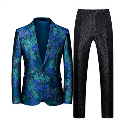 Prabangus vyriškas verslo kostiumas 2 komplektai Stilingas plonas vyriškas formalus paltas ir kelnės Raudona žalia kostiumas Homme Didelis dydis Terno Masculino 6XL