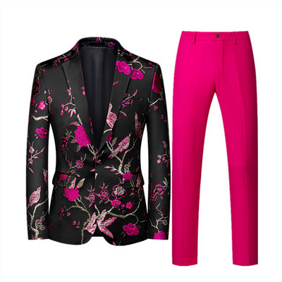 Prabangus vyriškas verslo kostiumas 2 komplektai Stilingas plonas vyriškas formalus paltas ir kelnės Raudona žalia kostiumas Homme Didelis dydis Terno Masculino 6XL