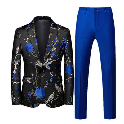 Prabangus vyriškas verslo kostiumas 2 komplektai Stilingas plonas vyriškas formalus paltas ir kelnės Raudona žalia kostiumas Homme Didelis dydis Terno Masculino 6XL