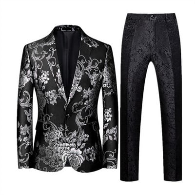 Prabangus vyriškas verslo kostiumas 2 komplektai Stilingas plonas vyriškas formalus paltas ir kelnės Raudona žalia kostiumas Homme Didelis dydis Terno Masculino 6XL